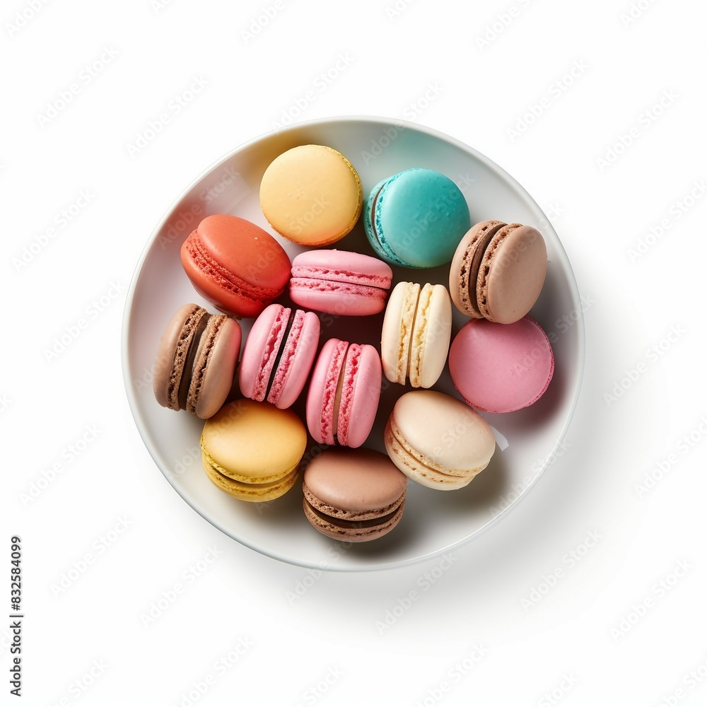 plate of macarons isolated on white background plate of macarons isolated on white background