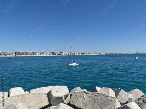 Palavas Les Flots May 2024: Visit the magnificent town of Palavas Les Flots in Occitanie. Beach view over the Mediterranean photo