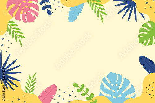Summer background with tropical leaves. Vector illustration