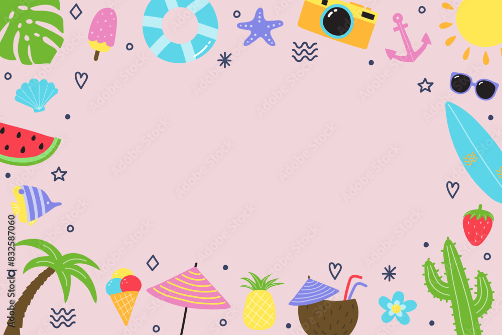 Abstract summer background with colourful elements. Vacation design. Vector illustration Abstract summer background with colourful elements. Vacation design. Vector illustration