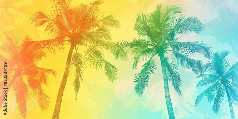 a image of a colorful picture of palm trees against a rainbow sky a image of a colorful picture of palm trees against a rainbow sky