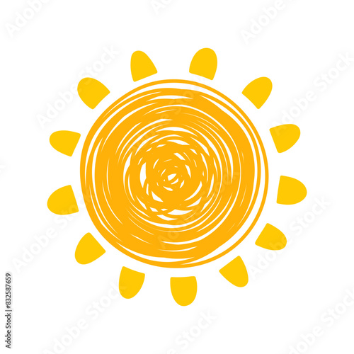 Sun icon. Hand drawn summer element. Vector illustration
