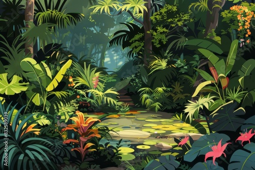 a jungle teeming with life and vibrant colors