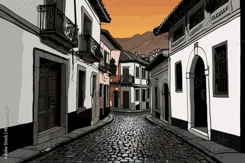 cartoon brazil ouro preto streets illustration city