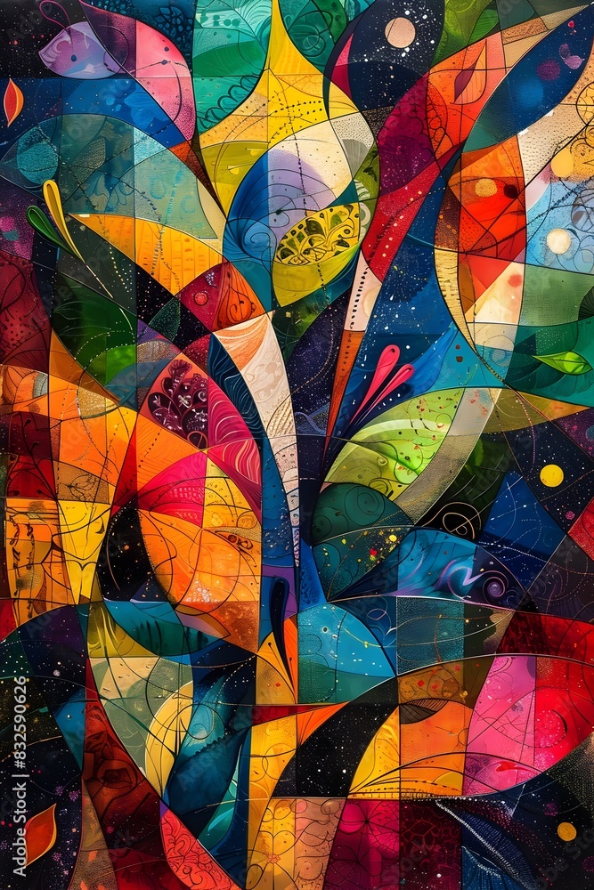 Vibrant Abstract Painting Capturing the Rich Traditions of Ramadan and Eid Vibrant Abstract Painting Capturing the Rich Traditions of Ramadan and Eid