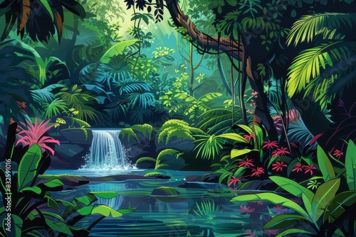 a jungle alive with vibrant colors and textures