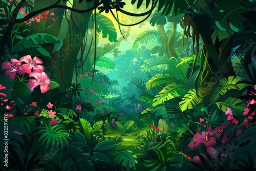 a lush and vibrant jungle ecosystem