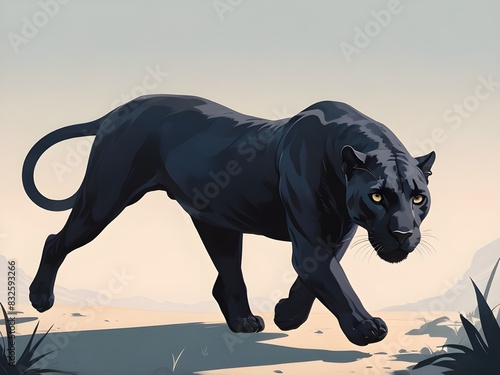 Panther walking posse illustration 