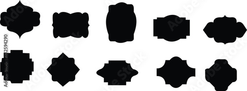 Set of Islamic vector shape of a window or door arch. Arab frame set. Ramadan kareem silhouette icon. Mosque gate. Islamic arabesque pattern. Arabian muslim shape arch Frame. Vintage frames 19