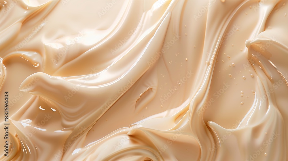 Fototapeta premium Closeup of creamy beige and white abstract liquid background.