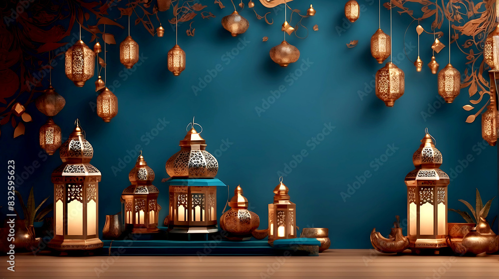 Ramadan Lantern decoration background 3d rendering Ramadan Lantern decoration background 3d rendering