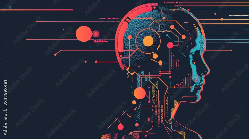 Abstract futuristic female profile with circuits Abstract futuristic female profile with circuits
