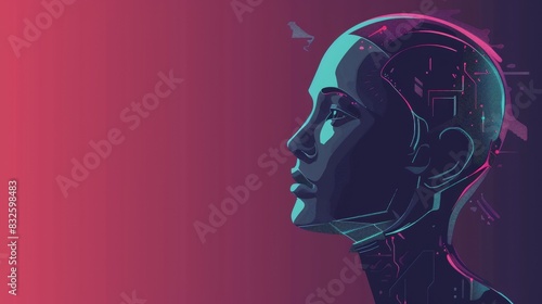 Abstract futuristic female profile with circuits