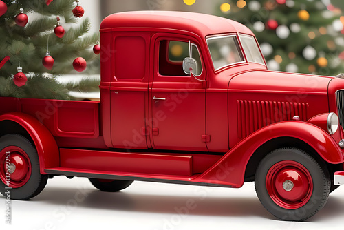 red christmas truck watercolor retro tree your illustration holiday perfect project new year invitations wallpapers greeting cards american antique auto automobile beautiful car