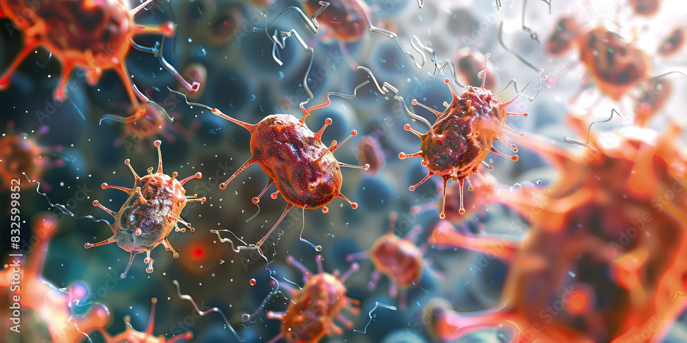 Microbial Invasions Microbial Invasion: Close-up view of bacterial colonies infiltrating ...