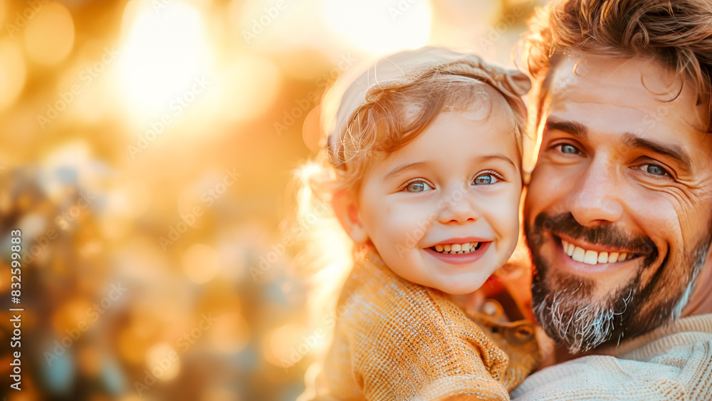 Father holding his joyful young daughter amidst warm, sunlit backdrop. Highlights pure happiness and connection between parent and child on Father’s Day. Concept of familial love and cherished moments Father holding his joyful young daughter amidst warm, sunlit backdrop. Highlights pure happiness and connection between parent and child on Father’s Day. Concept of familial love and cherished moments