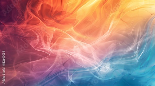 A colorful, abstract painting of flames with a blue and white background