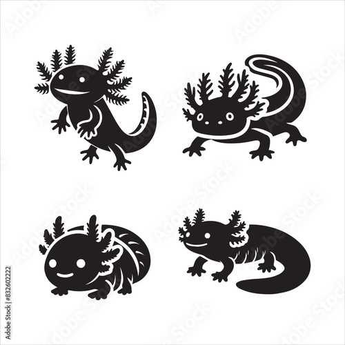 axolotl  silhouette vector icon graphic logo  design
