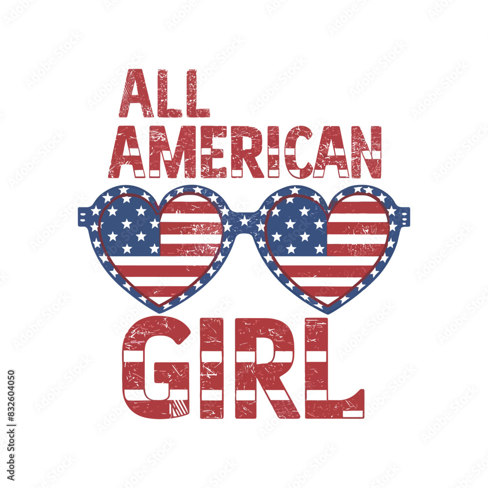Obraz premium All-American girl typography T-shirt design.