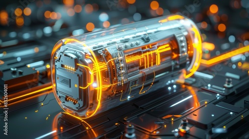 A detailed diagram of a lithium-ion battery, showing the anode made of graphite and the cathode made of lithium cobalt oxide, explaining the mechanism of energy storage and release