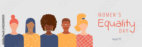 Women's Equality Day banner. Faceless vector illustration.