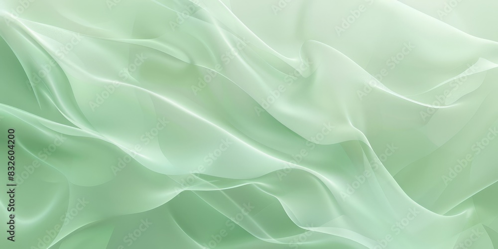 Fototapeta premium Light pastel green background with smooth, flowing textures, evoking a sense of calm and relaxation