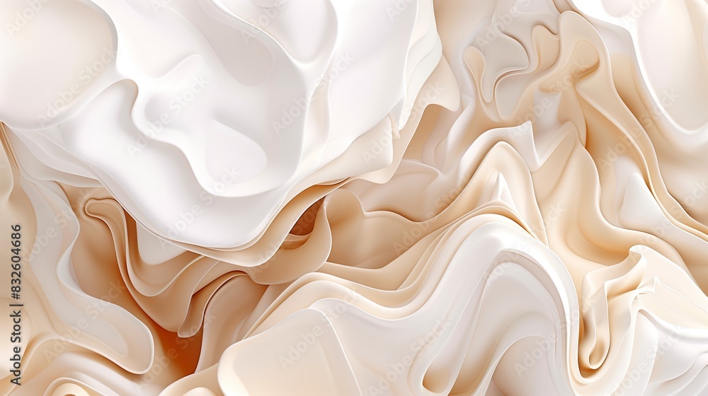 3d render of fluid organic shapes in various shades of beige and white, resembling abstract wallpaper. 3d render of fluid organic shapes in various shades of beige and white, resembling abstract wallpaper.
