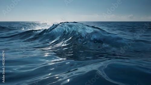 A large wave of deep blue waves reflects the strength and power of the ocean. Generative AI