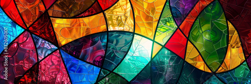 Colorful Abstract Stained Glass Window Bringing Light into a Spiritual Space