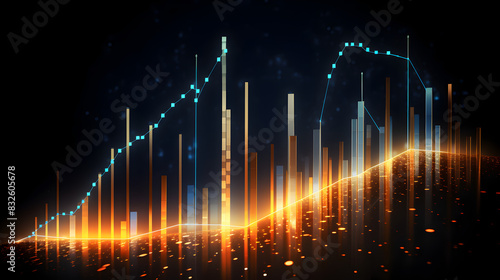 Market Analysis,3D Rendering of Financial Trends and Indicators