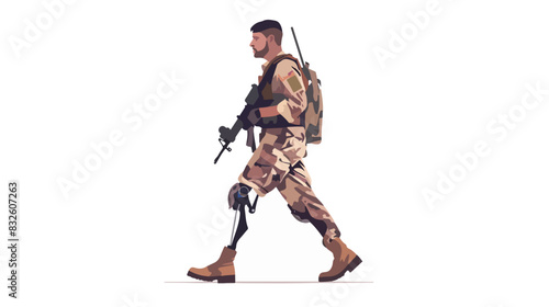 A soldier with a prosthetic leg.