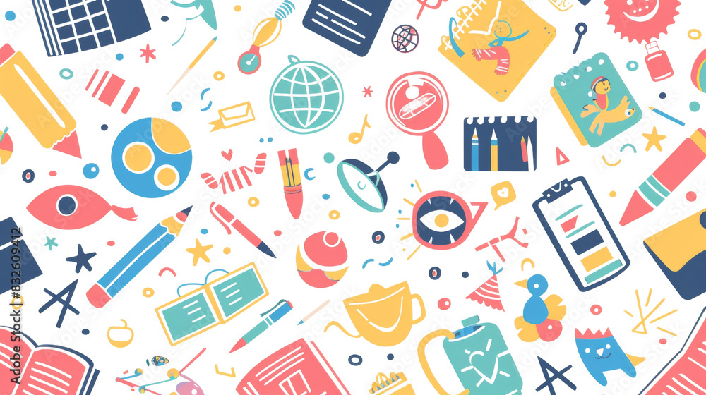 Back to school, Background with a set of back to school icons Back to school, Background with a set of back to school icons
