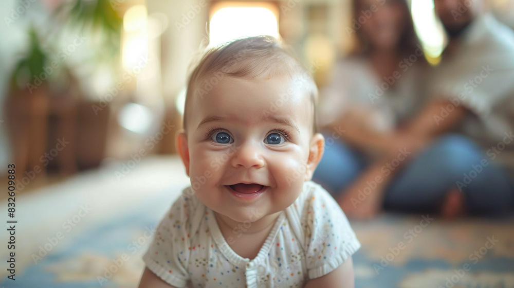 Adorable Baby's First Steps with Happy Parents at Home Adorable Baby's First Steps with Happy Parents at Home