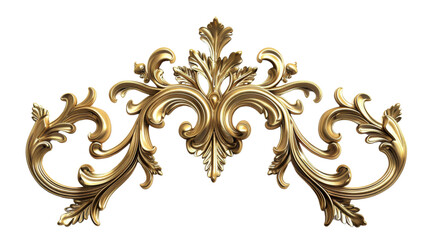 Rococo ornament frame, noble golden vintage style ornamental stucco
