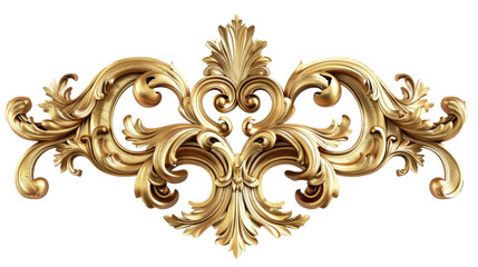 Rococo ornament frame, noble golden vintage style ornamental stucco
