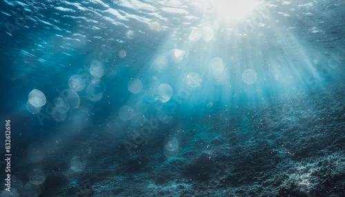 Wallpaper Mural blue blurry underwater bokeh background Torontodigital.ca