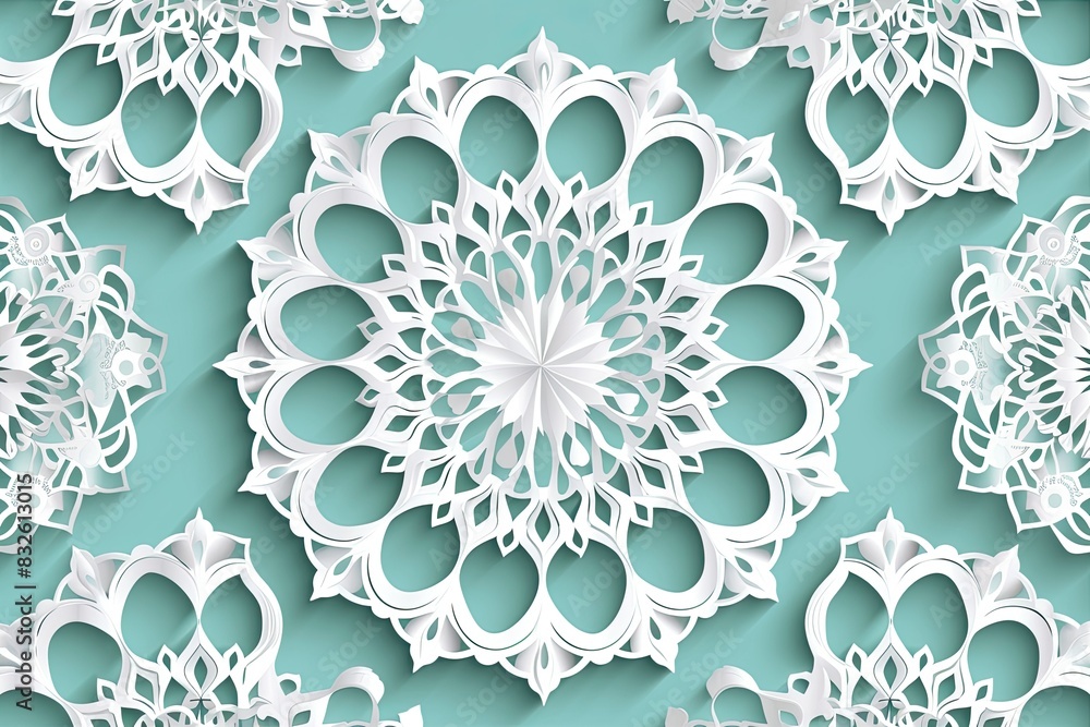 beautiful jade and white modern islamic ornament wall vector with floral pattern beautiful jade and white modern islamic ornament wall vector with floral pattern