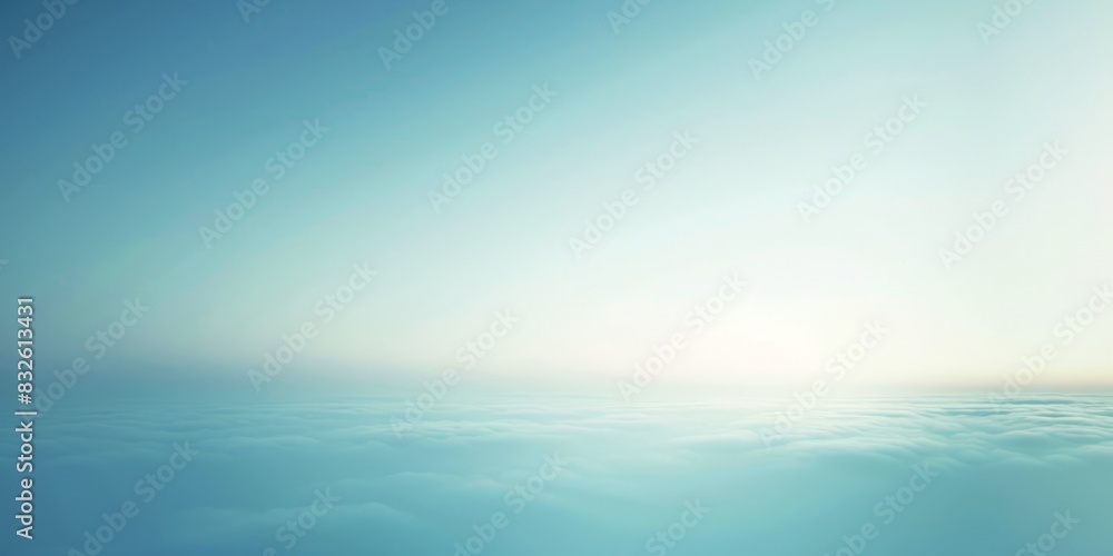 Fototapeta premium Soft gradient of blue merging into light white, creating a tranquil sky effect, ideal for calming backgrounds