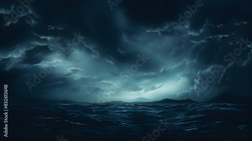 sea haunted cloud  scary ocean  depression background  mystery gloomy dark theme  blur texture storm over the sea