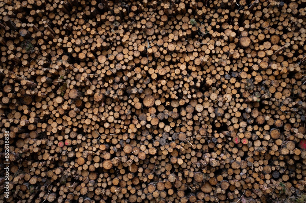 Deforestation, forest clearing. Cutting trees Deforestation, forest clearing. Cutting trees