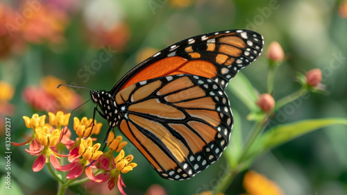 Intricate Dance of Butterfly and Blossom A Vibrant Summer Story © Mickey