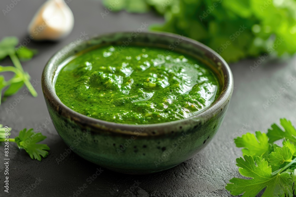 Green chutney with green mint leaves and coriander Green chutney with green mint leaves and coriander