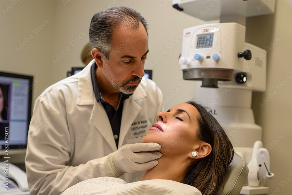 Obraz premium Dermatologist examining a patients skin