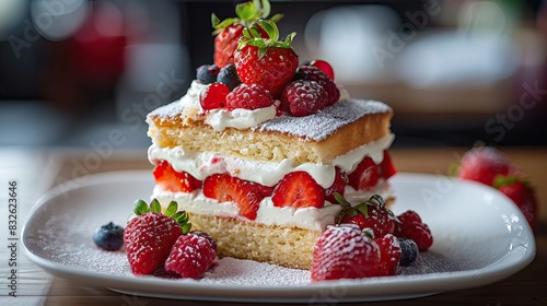 Delicious Strawberry Shortcake with Whipped Cream and Fresh Berries