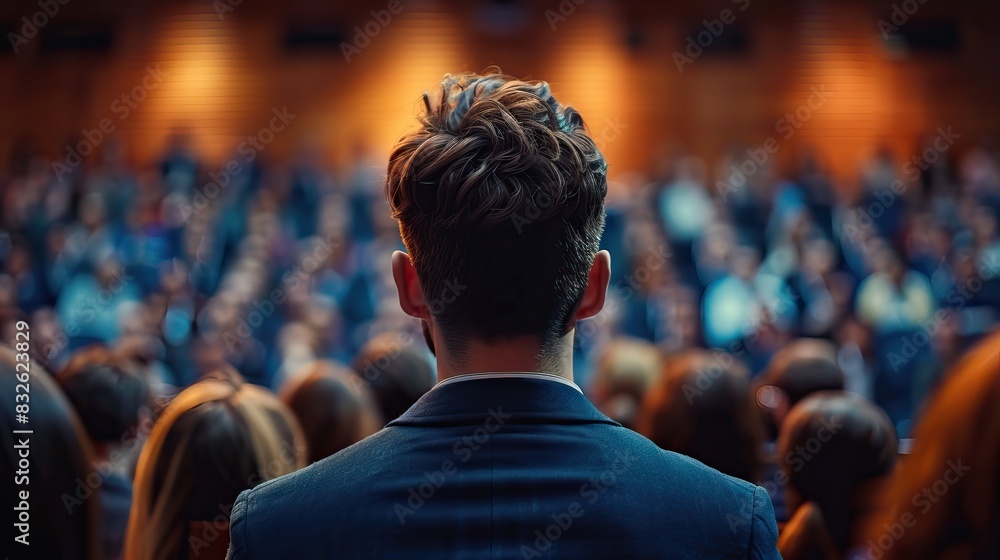 Speaker Addressing a Large Audience in a Conference Hall Speaker Addressing a Large Audience in a Conference Hall