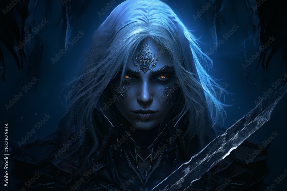 A drow assassin, skilled in the art of dual-wielding deadly daggers and moving unseen in the darkness. - Generative AI A drow assassin, skilled in the art of dual-wielding deadly daggers and moving unseen in the darkness. - Generative AI