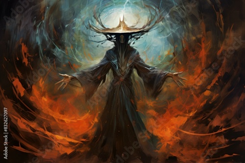 A wise and ancient elven archmage, wielding spells of immense power and unparalleled wisdom. - Generative AI photo