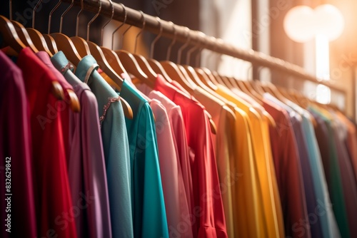 Wallpaper Mural Vibrant Assortment of Colorful Dresses on Wooden Hangers in Fashion Boutique Torontodigital.ca