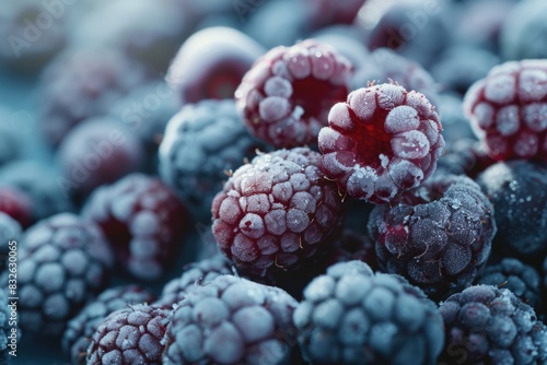 Frozen berries close up macro