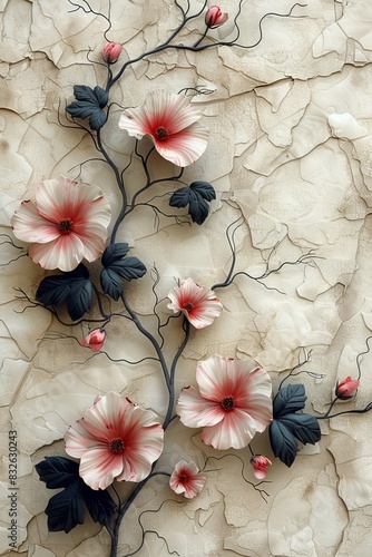 Close Up of Flower on Wall